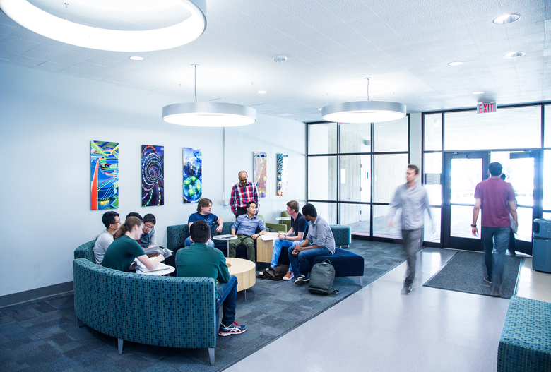 students in building