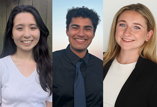 Headshots of Sammy Lesner, Nikhil Kapasi, and Ava Smith 